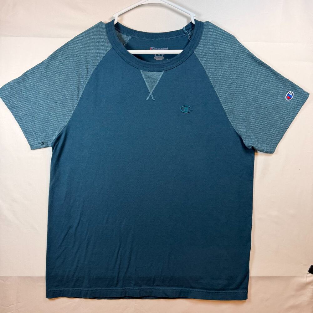 Champion Teal Raglan Short Sleeve T Shirt Mens Size Large